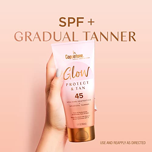 لوشن كوبرتون جلو بروتكت أند تان واقي من الشمس SPF 45 ، للماء ، SPF 45 واقي من الشمس واسع الطيف SPF 45 ، أنبوب 5 أونصة سائلة