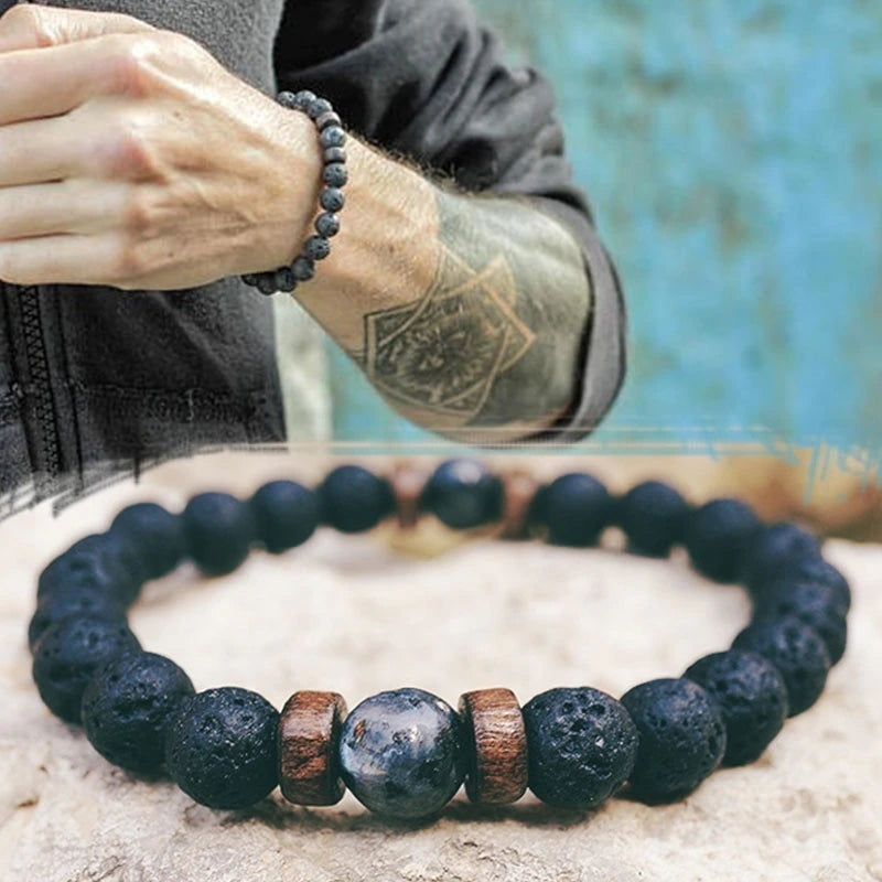 Men Bracelet Natural Moonstone Bead Tibetan Buddha Bracelet Chakra Lava Stone Diffuser Bracelets Men Jewelry Gift Drop Shipping